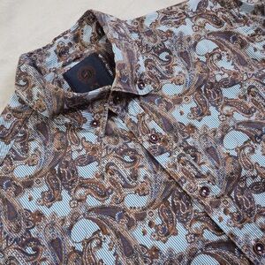 Claudio Campione Sz L Modern Fit Men's Paisley Casual Button Down Shirt -
